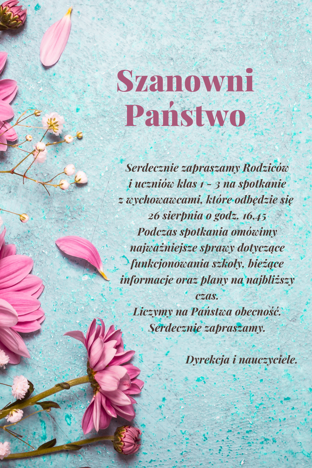 Zaproszenie dla rodziców
